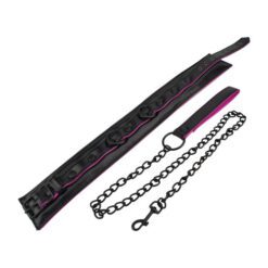 Bound to Please Pink & Black Bondage Collar & Leash - Image 3