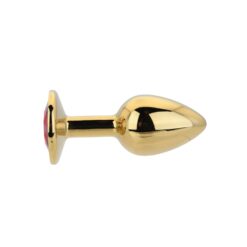 Toosh Gold Metal Butt Plug Small Red Stone - Image 3