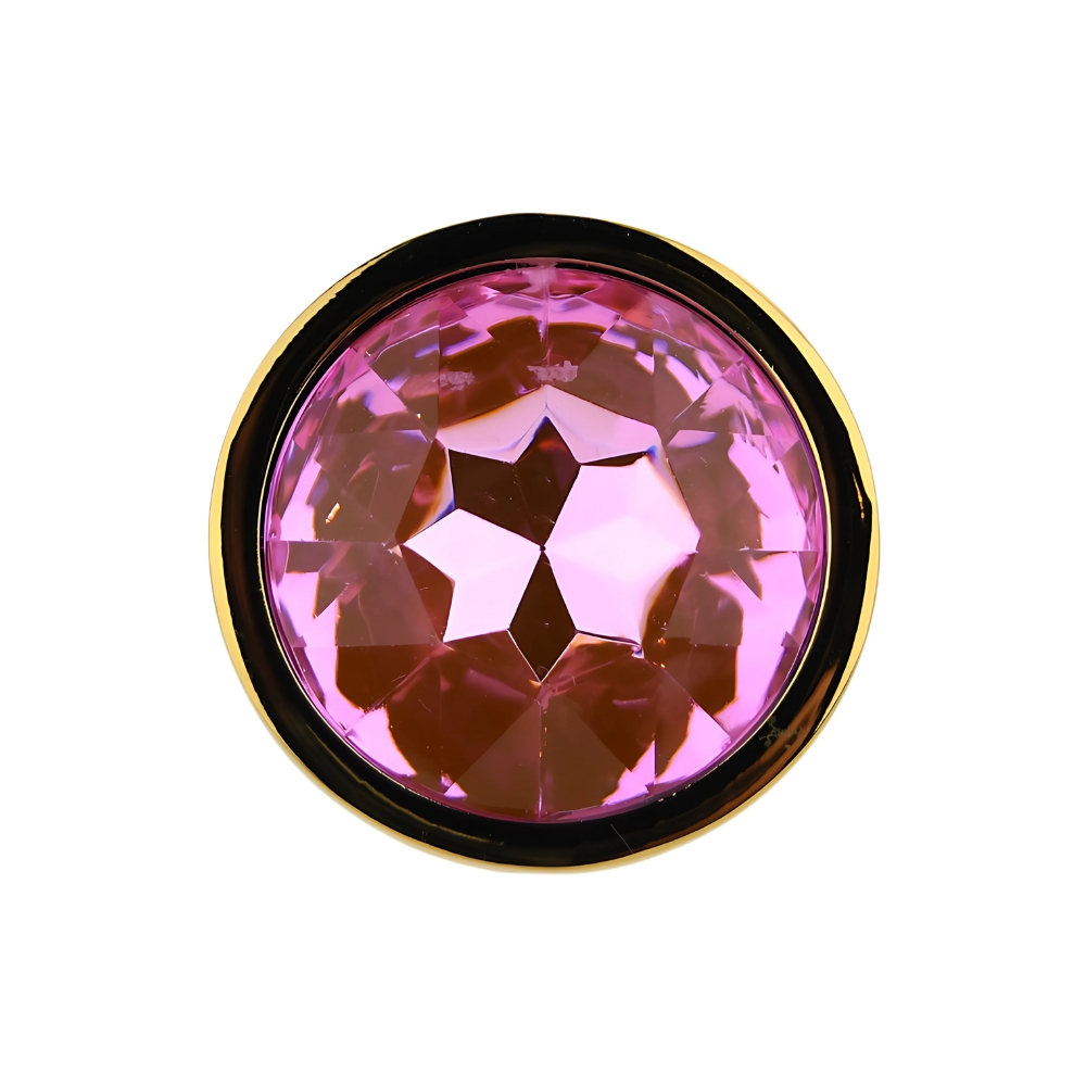 Toosh Gold Metal Butt Plug Small Pink Stone - Image 7